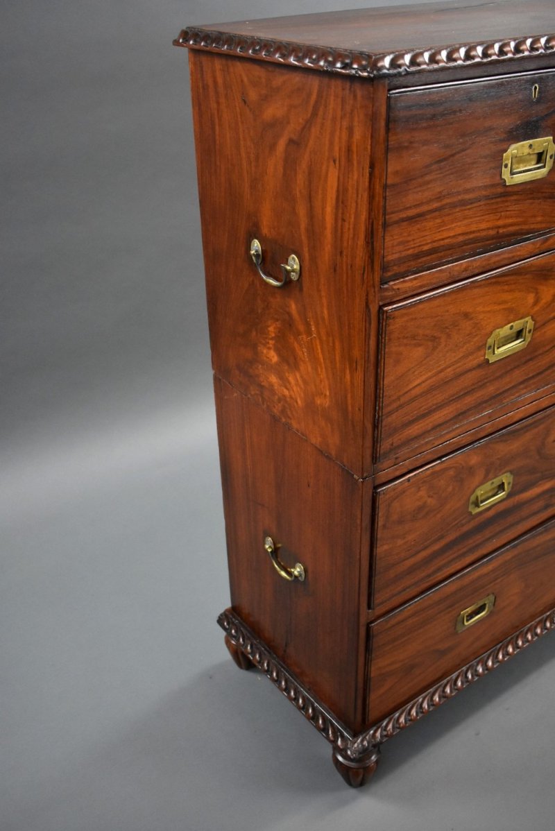 19th Century Anglo Indian Padouk Campaign Chest