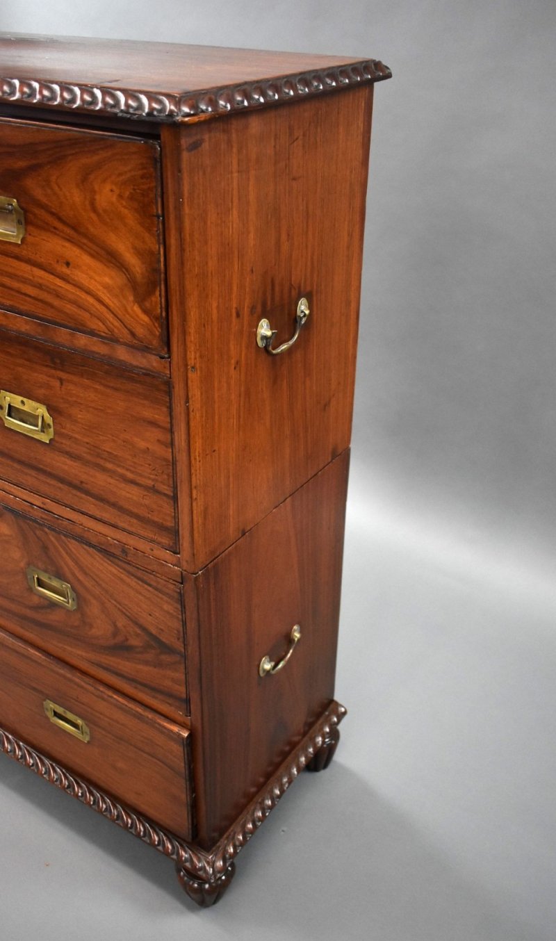 19th Century Anglo Indian Padouk Campaign Chest