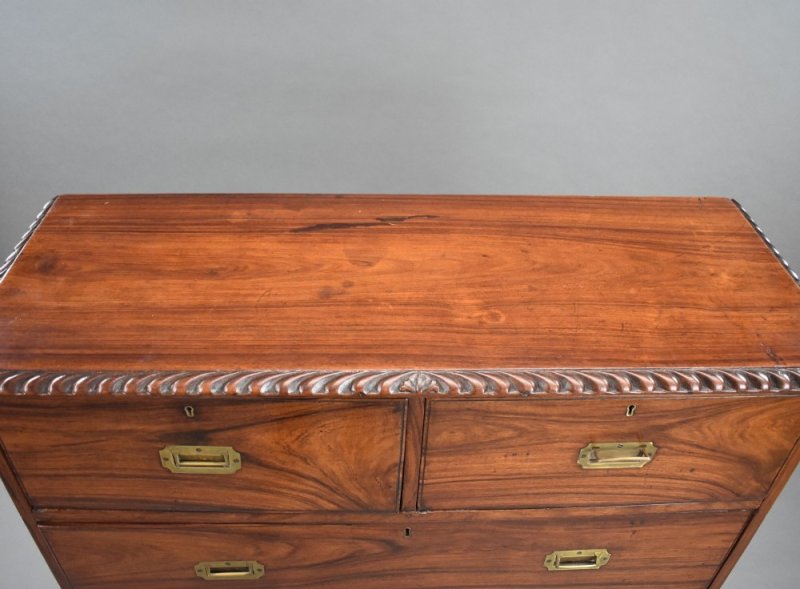 19th Century Anglo Indian Padouk Campaign Chest