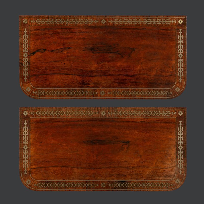 Pair Of 19th Century Regency Brass Inlaid Card Tables