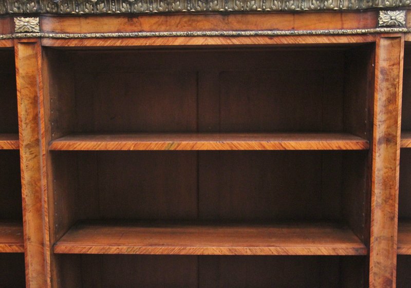 19TH CENTURY WALNUT AND ORMOLU OPEN BOOKCASE BY JOHNSTONE AND JEANES