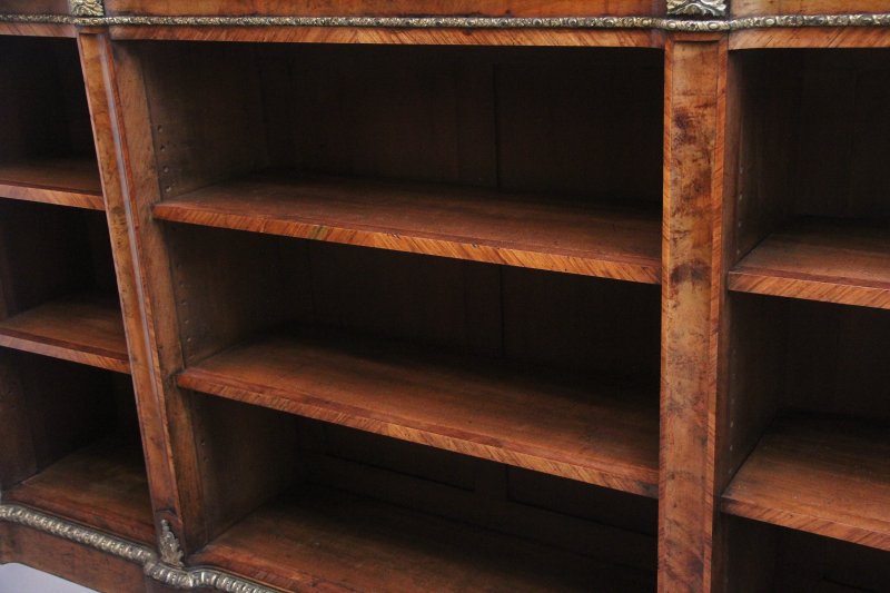 19TH CENTURY WALNUT AND ORMOLU OPEN BOOKCASE BY JOHNSTONE AND JEANES
