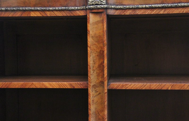 19TH CENTURY WALNUT AND ORMOLU OPEN BOOKCASE BY JOHNSTONE AND JEANES