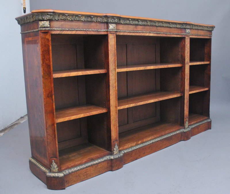 19TH CENTURY WALNUT AND ORMOLU OPEN BOOKCASE BY JOHNSTONE AND JEANES