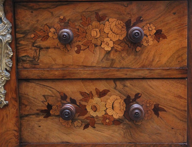 19th Century walnut & marquetry Wellington chest
