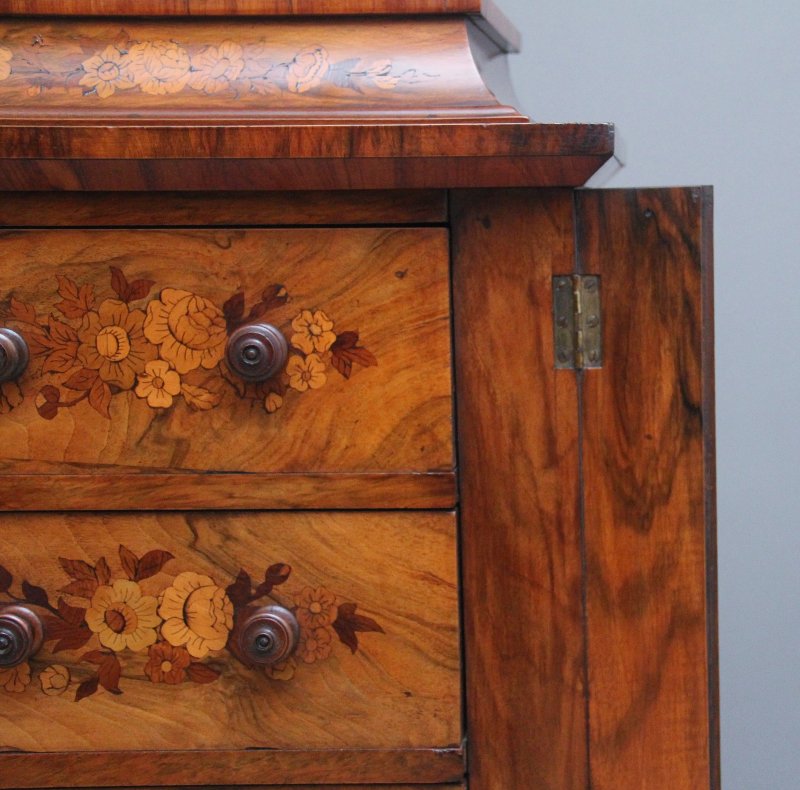 19th Century walnut & marquetry Wellington chest