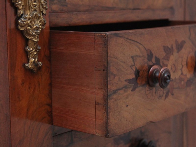 19th Century walnut & marquetry Wellington chest