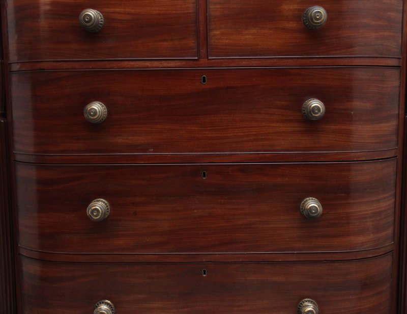 19th Century mahogany bowfront chest of exceptional quality