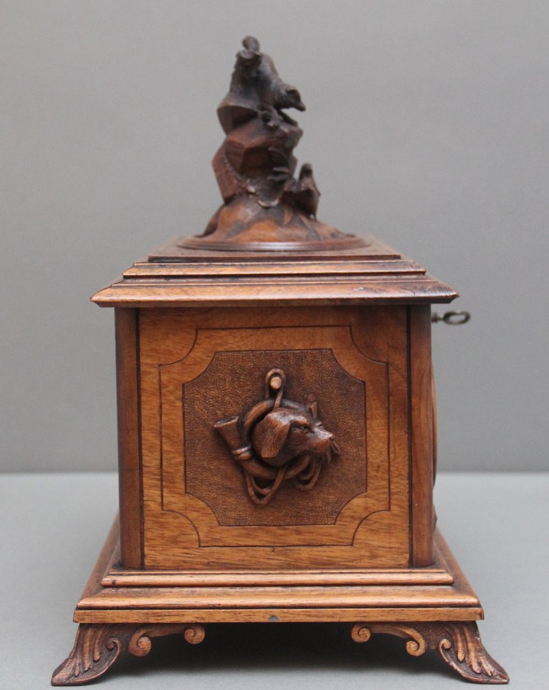 19th Century black forest carved wood casket