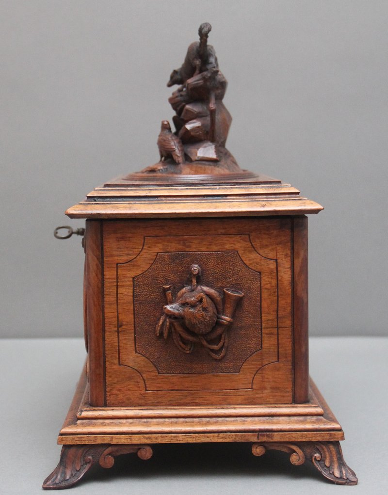 19th Century black forest carved wood casket