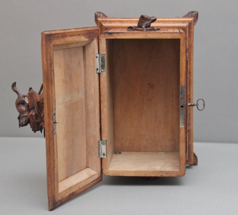 19th Century black forest carved wood casket