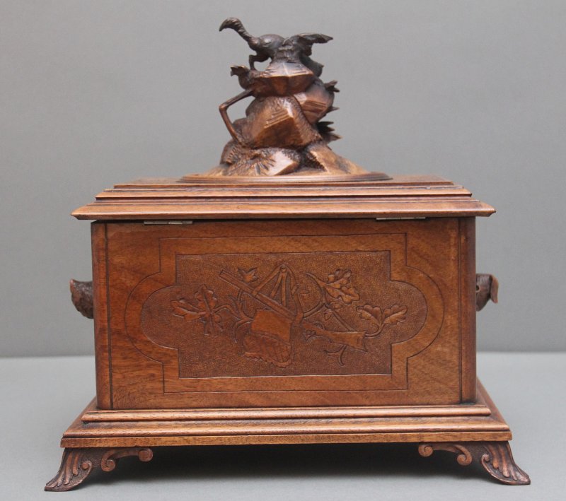 19th Century black forest carved wood casket