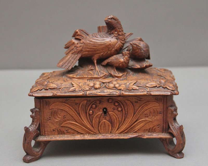 19th Century black forest walnut casket
