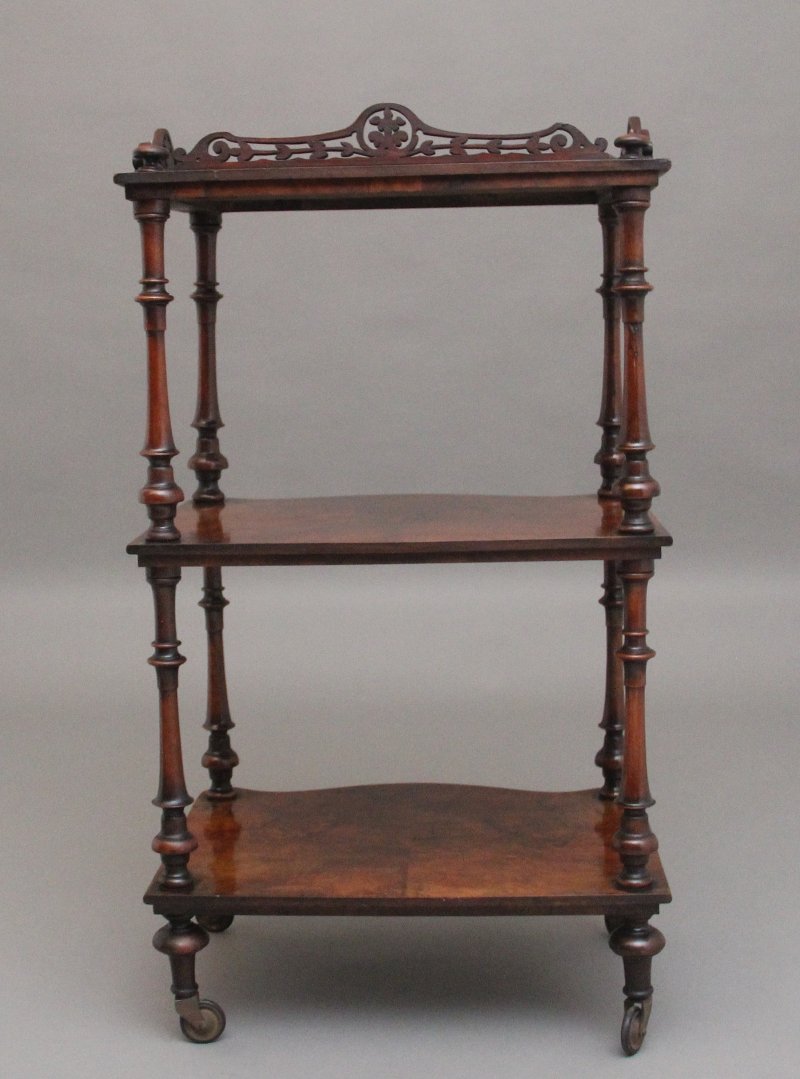 19th Century burr walnut whatnot