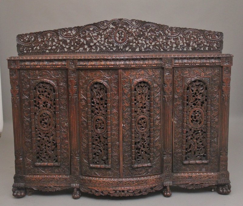 19th Century Anglo-Indian carved cabinet