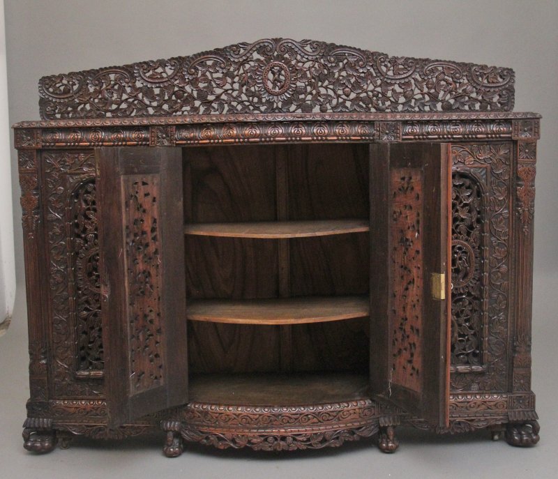 19th Century Anglo-Indian carved cabinet