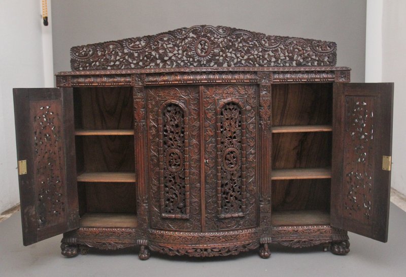 19th Century Anglo-Indian carved cabinet