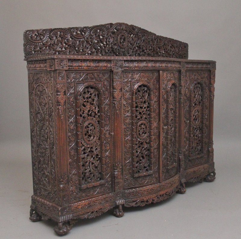 19th Century Anglo-Indian carved cabinet