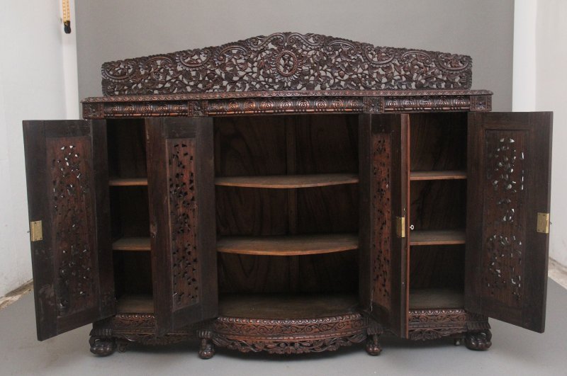 19th Century Anglo-Indian carved cabinet