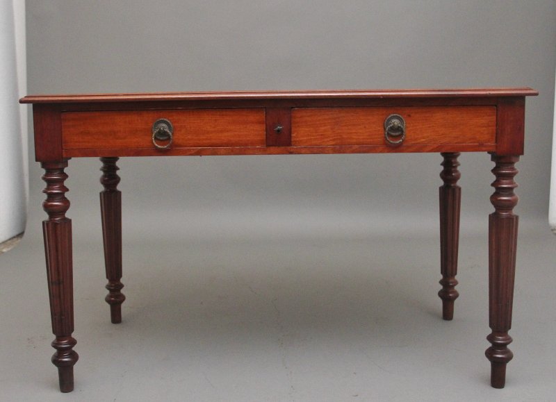 19th Century mahogany two drawer writing table