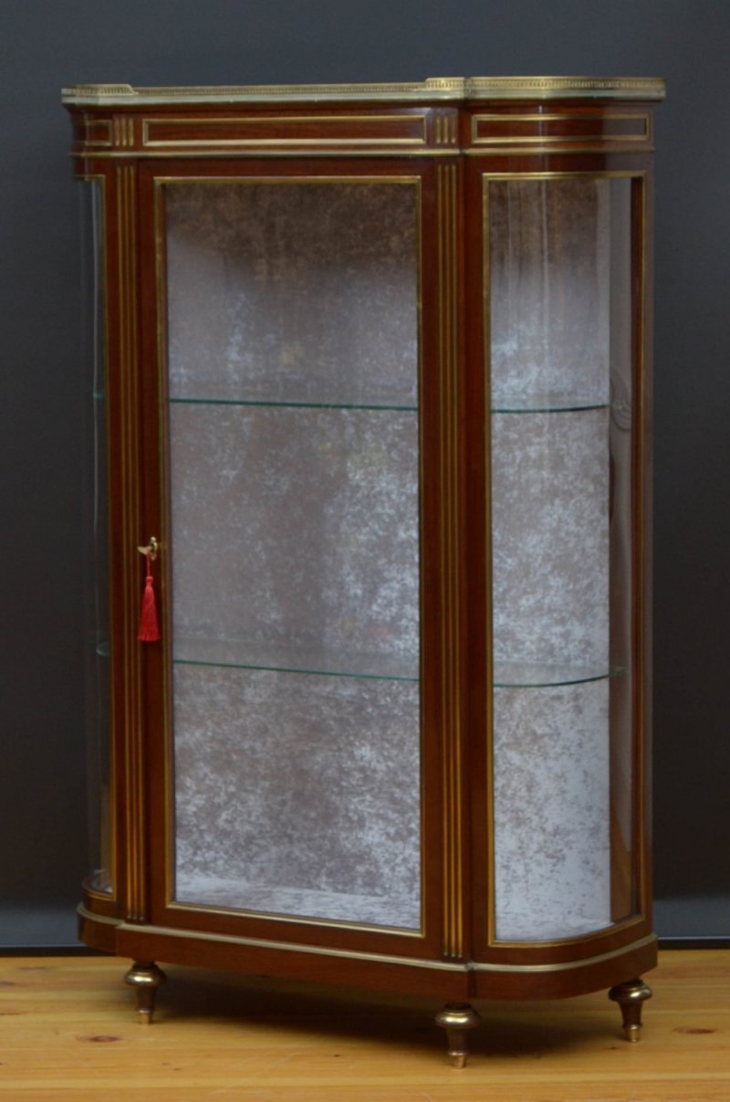 A Beautiful 19th Century Mahogany & Brass Mounted Display Cabinet.