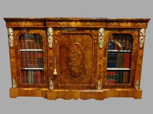 Outstanding Burr Walnut & Marquetry Credenza