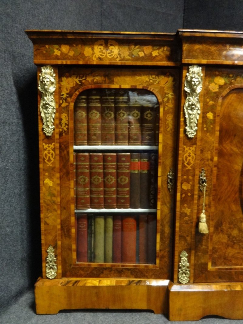Outstanding Burr Walnut & Marquetry Credenza