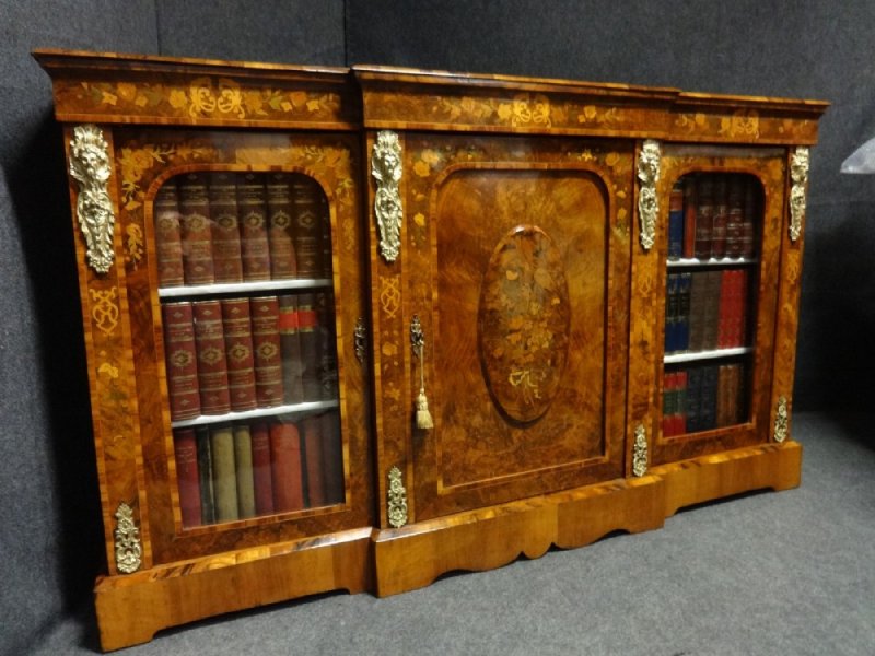 Outstanding Burr Walnut & Marquetry Credenza