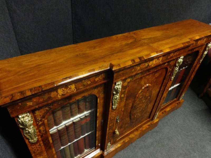 Outstanding Burr Walnut & Marquetry Credenza