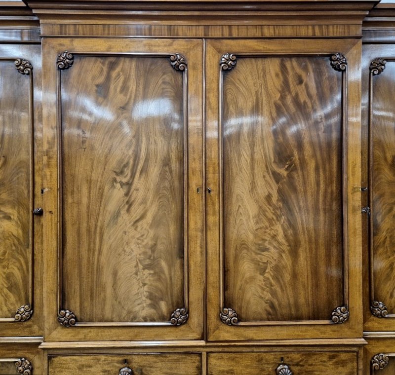 Georgian mahogany breakfront wardrobe