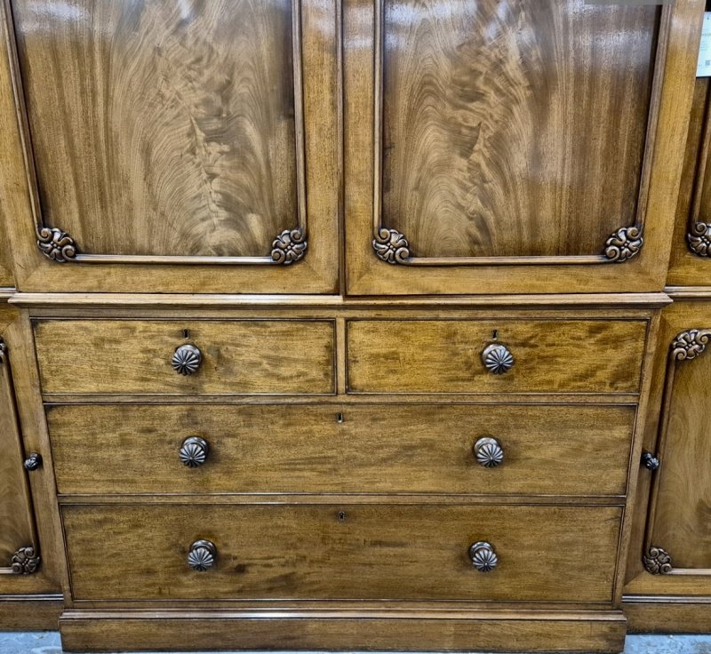 Georgian mahogany breakfront wardrobe