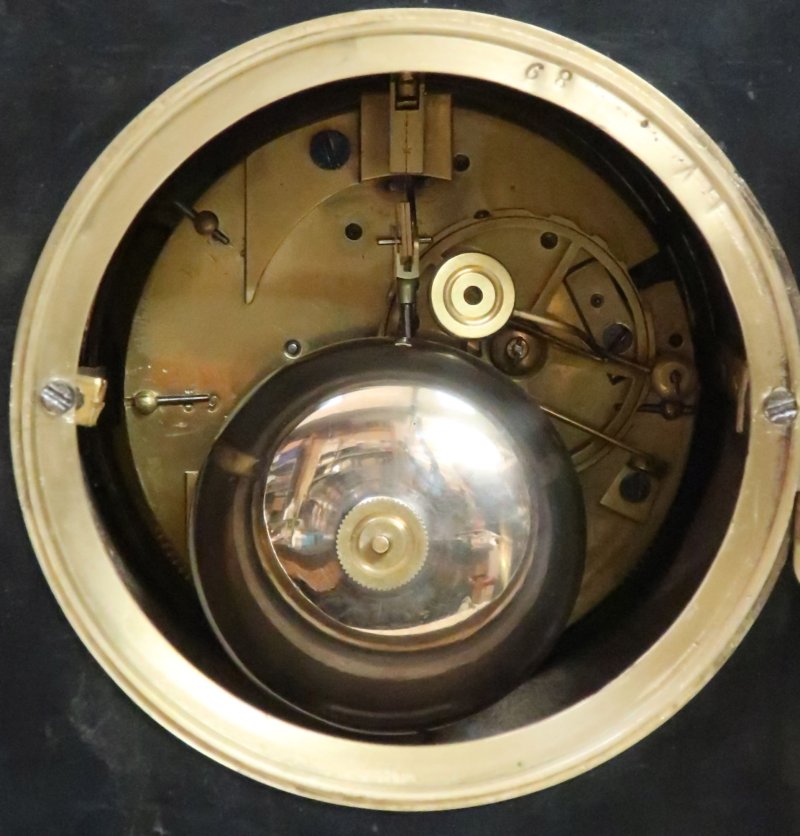 French Rococo Style Black Slate Mantel Clock by Japy Freres