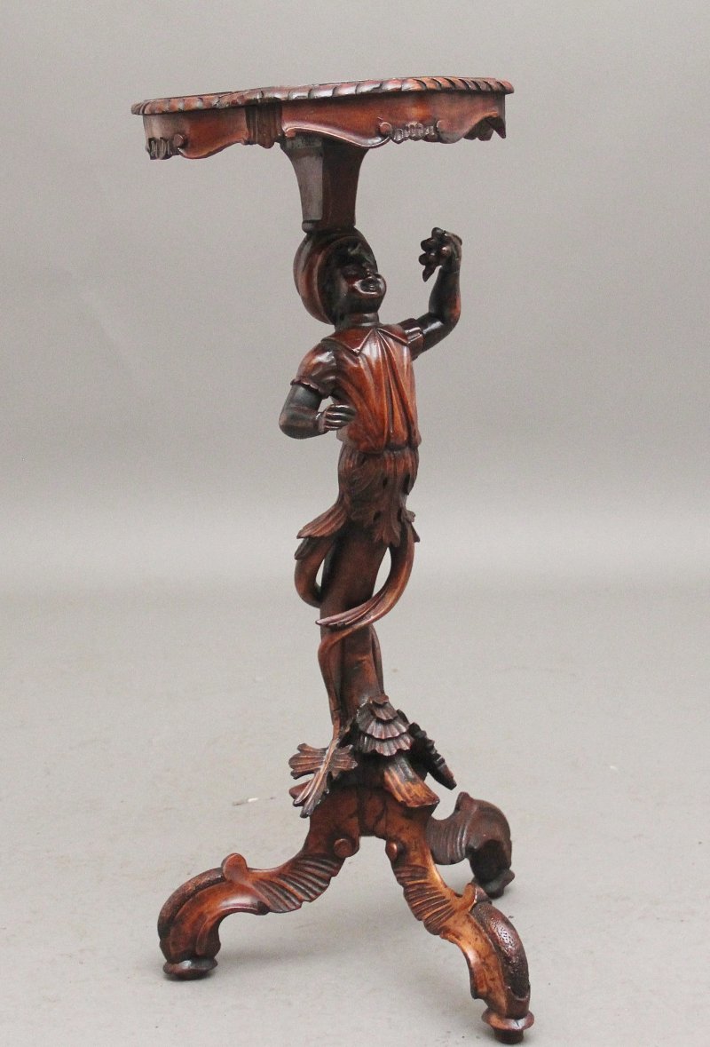 19th Century Italian carved walnut torcher