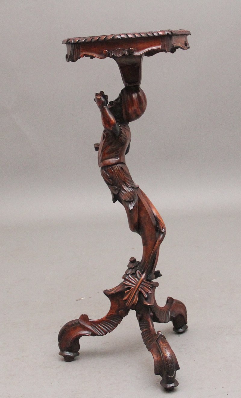 19th Century Italian carved walnut torcher