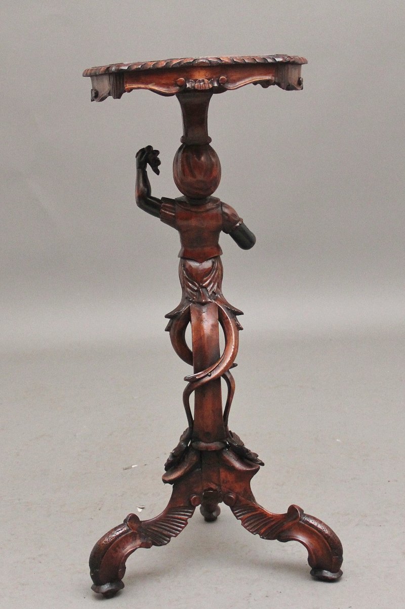 19th Century Italian carved walnut torcher