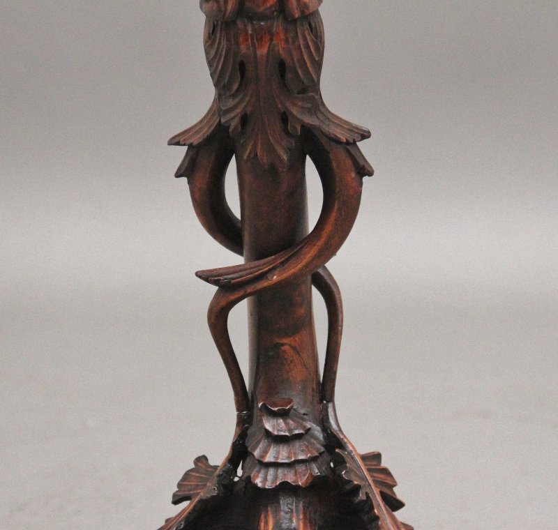 19th Century Italian carved walnut torcher