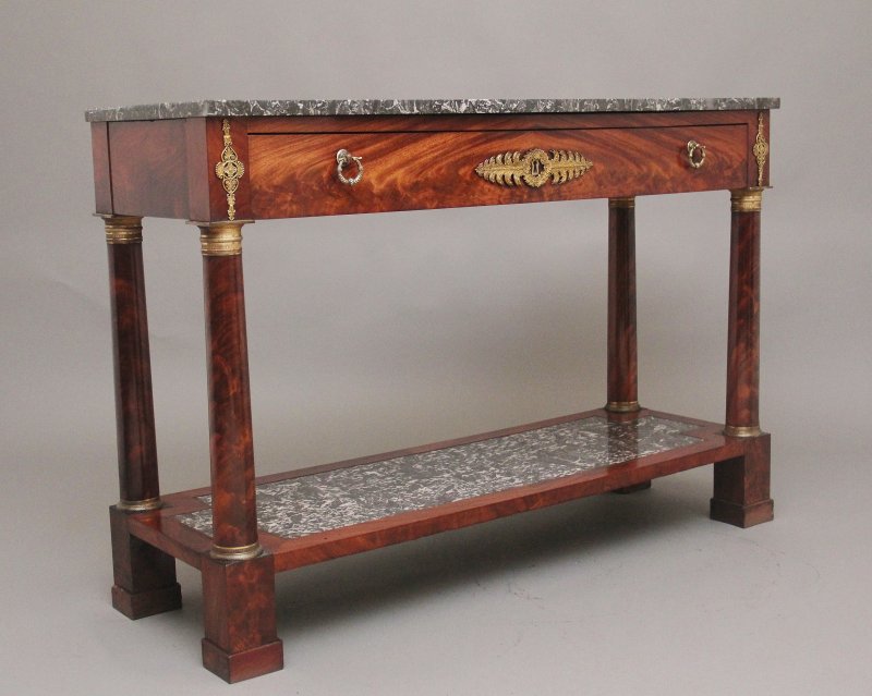 19th Century marble top mahogany console table