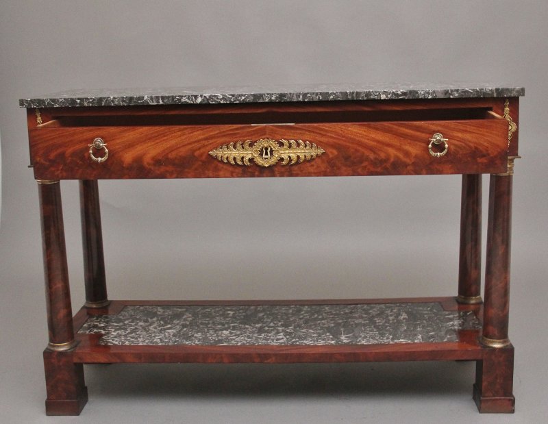 19th Century marble top mahogany console table