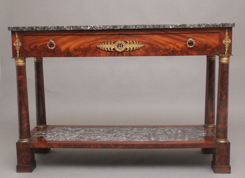 19th Century marble top mahogany console table