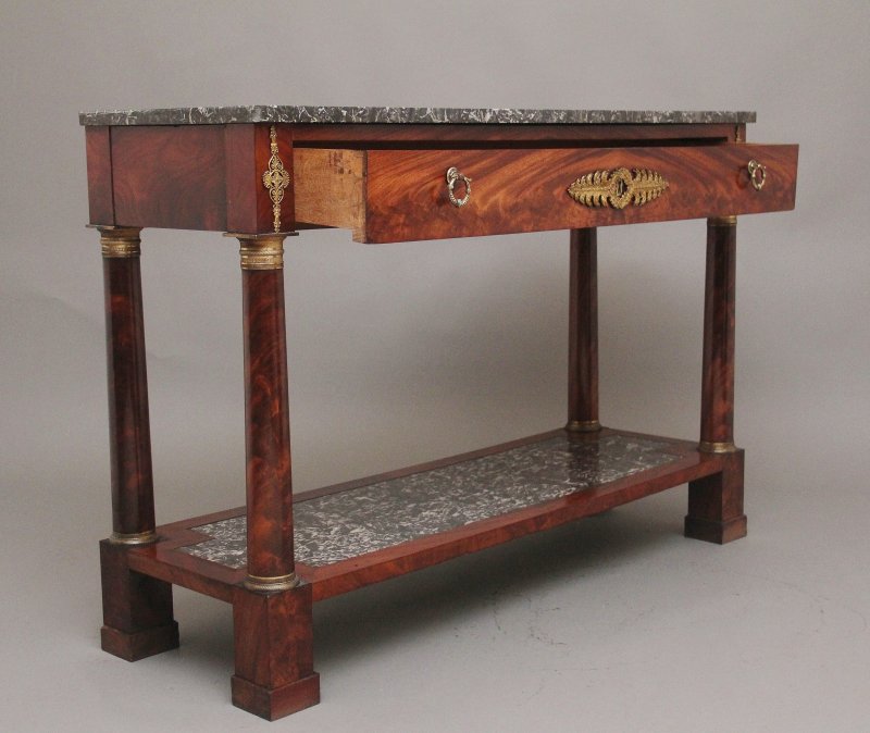 19th Century marble top mahogany console table