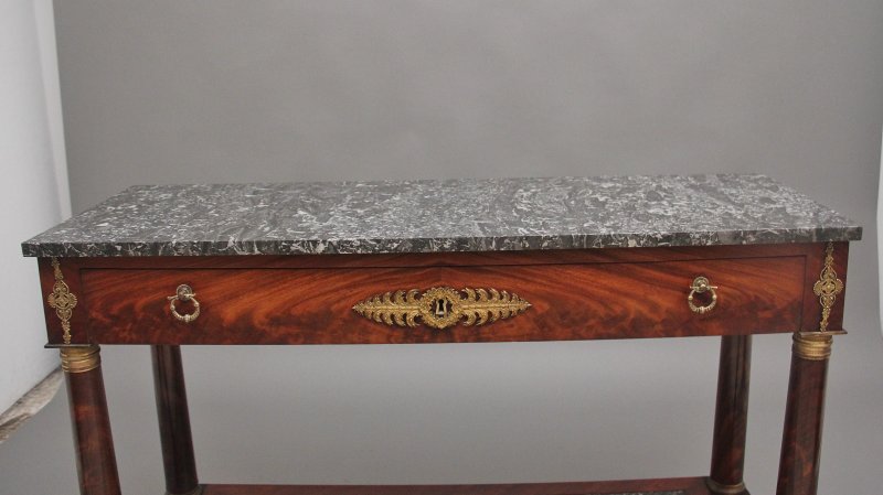 19th Century marble top mahogany console table