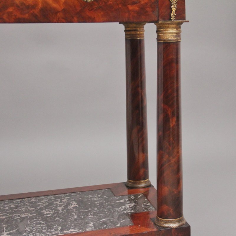 19th Century marble top mahogany console table