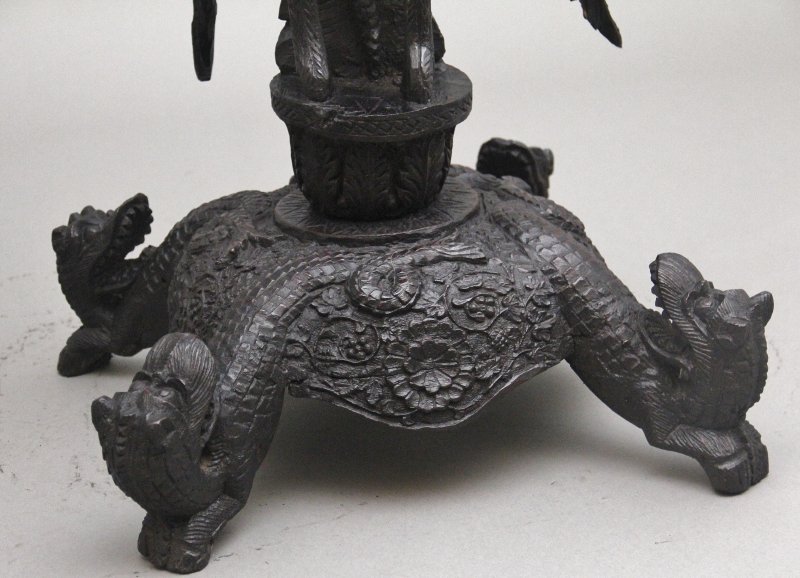 Pair 19th Century Anglo Indian carved torchers