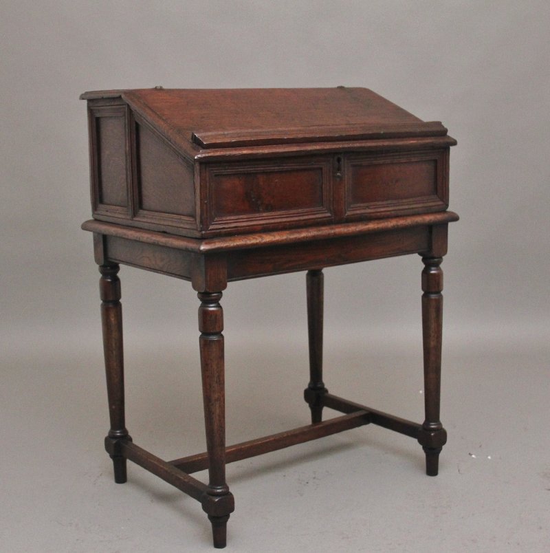 18th Century oak desk on later stand