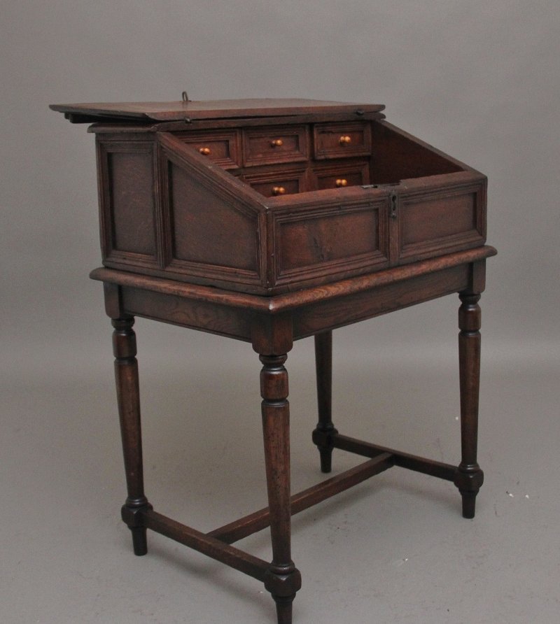 18th Century oak desk on later stand