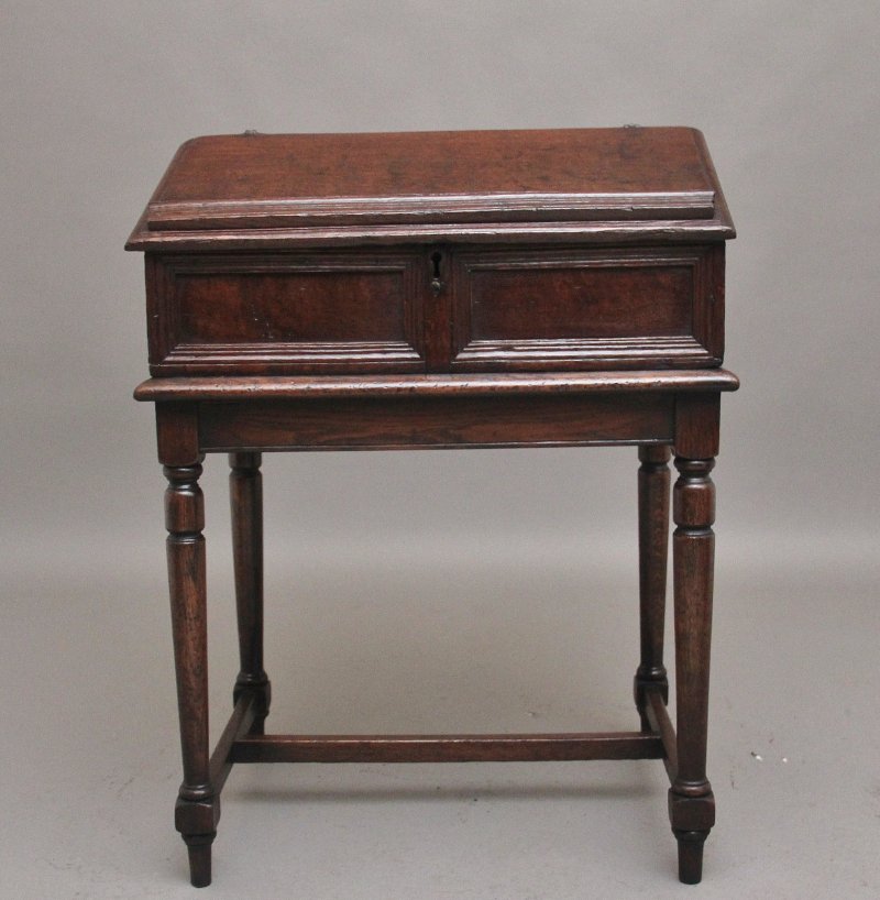 18th Century oak desk on later stand