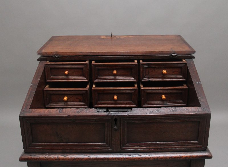 18th Century oak desk on later stand