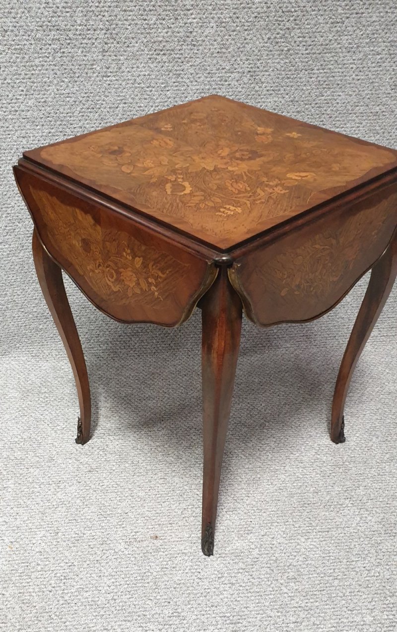 English Marquetry Drop Flap Table