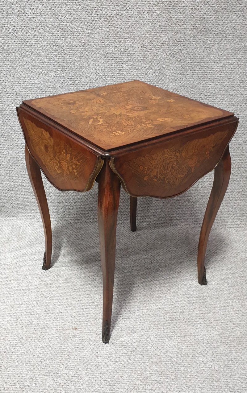 English Marquetry Drop Flap Table