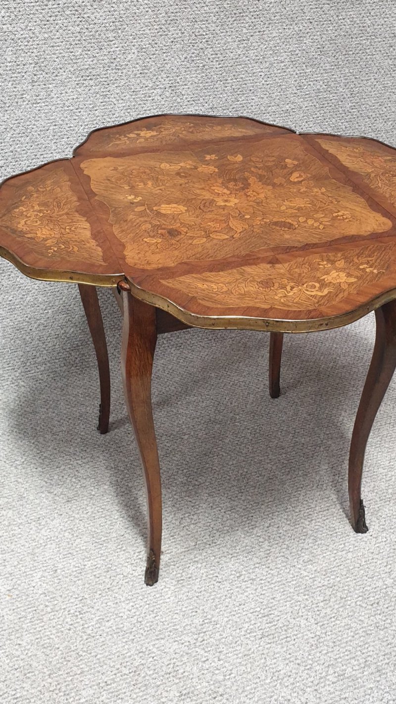 English Marquetry Drop Flap Table